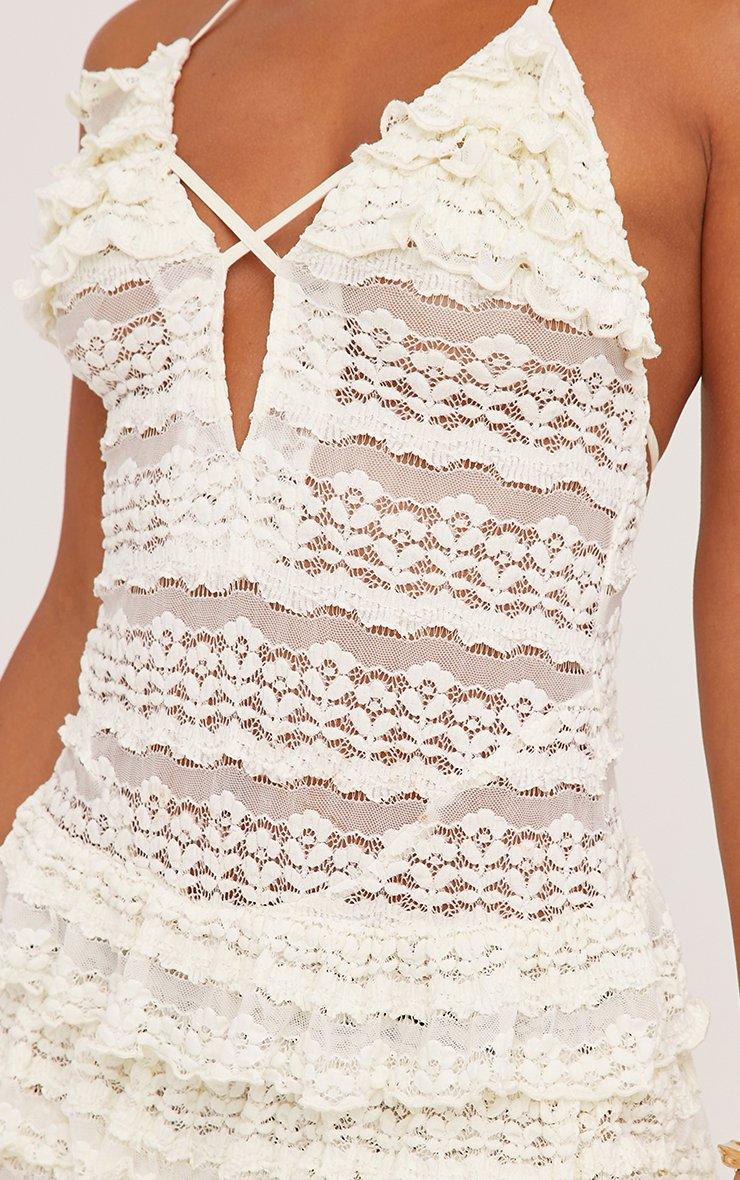 Cream Textured Mini Dress
