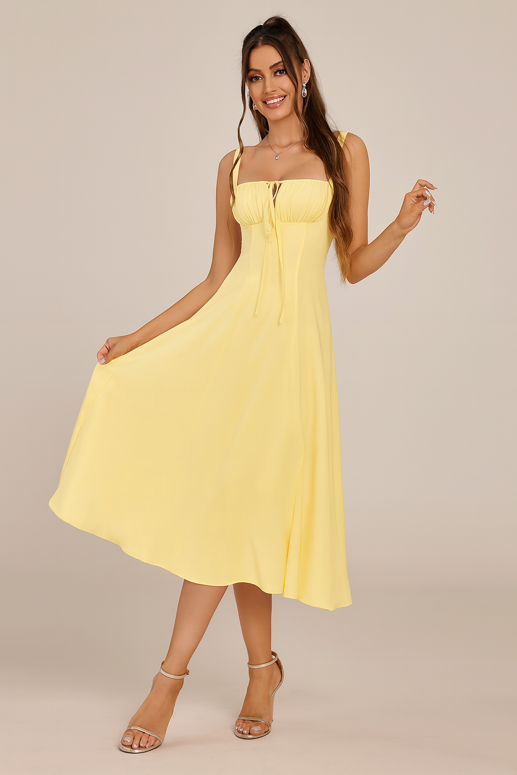 Ruched Lace-Up Corset Dress