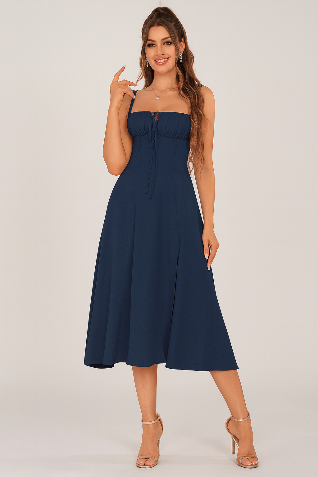 Ruched Lace-Up Corset Dress