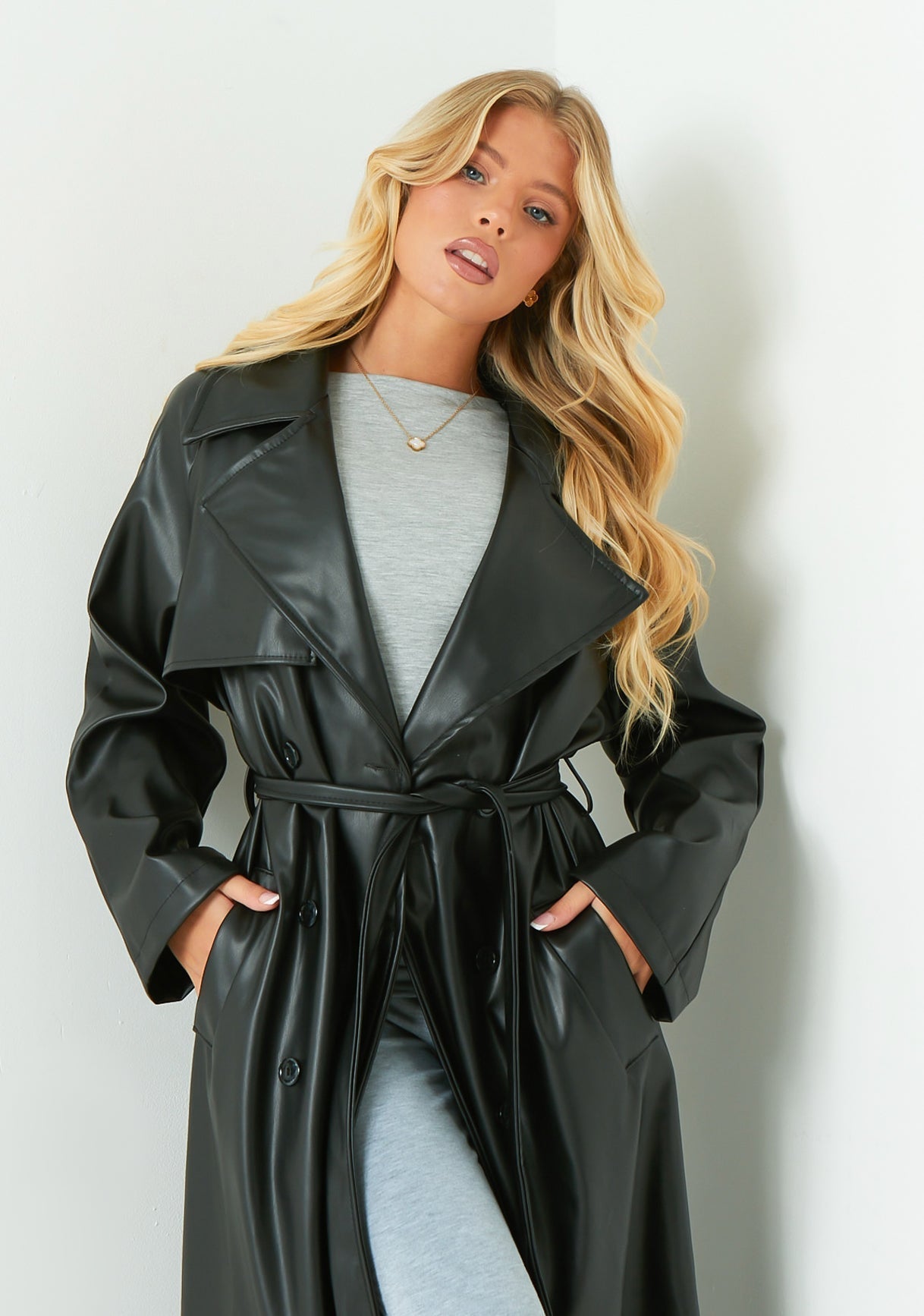 Janey Leather Trench Coat