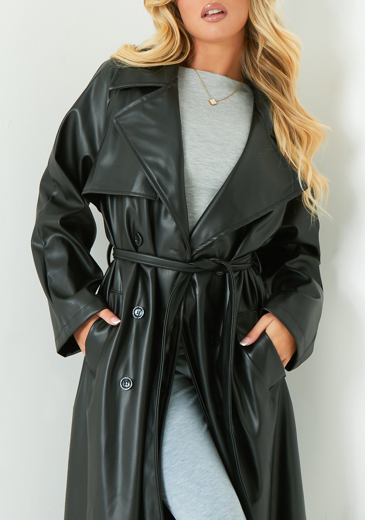 Janey Leather Trench Coat