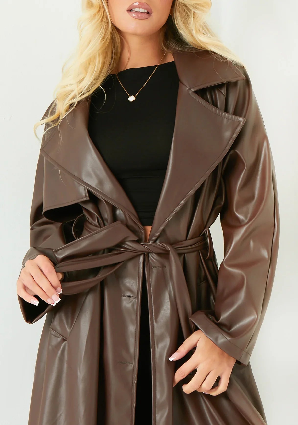 Janey Leather Trench Coat