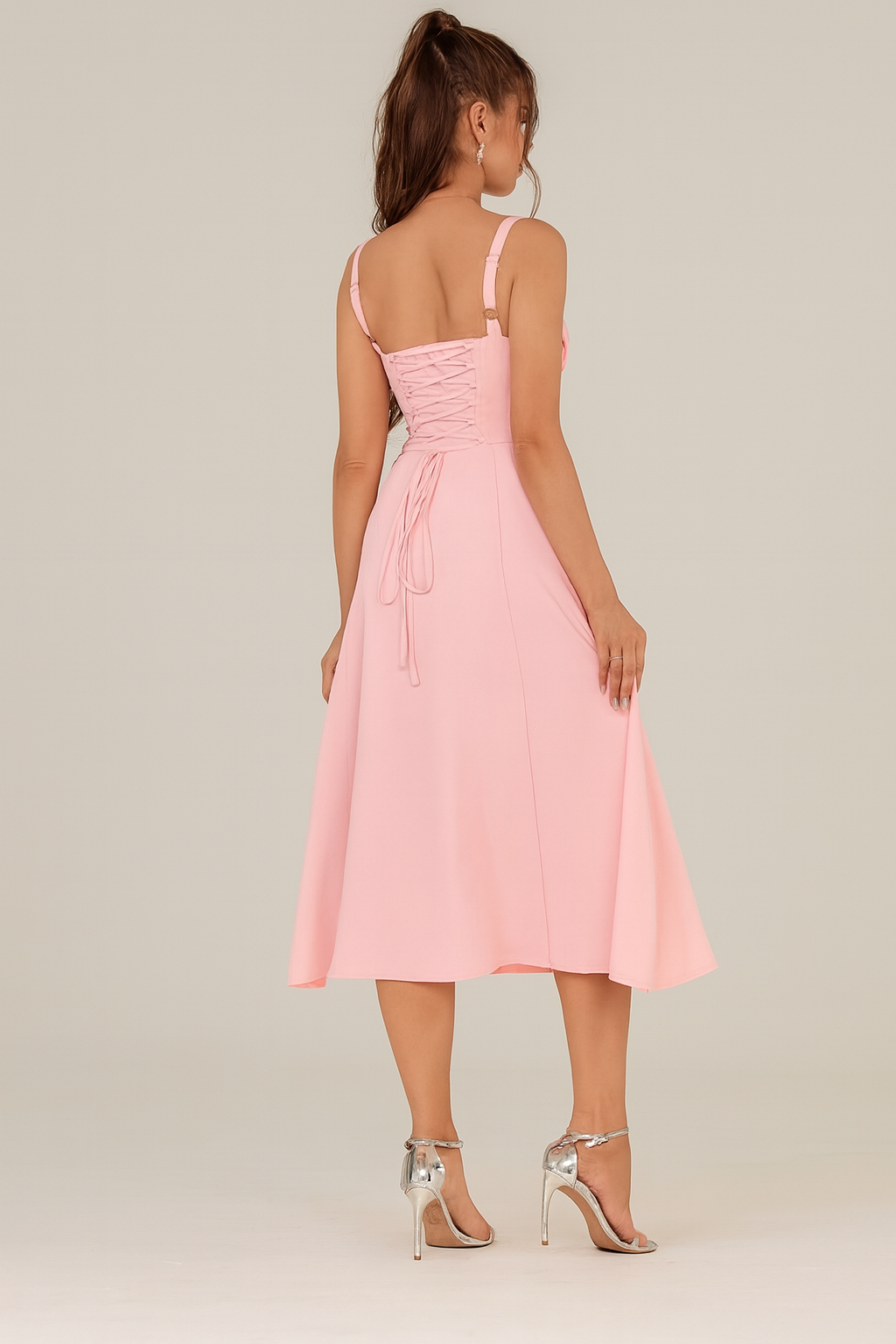 Ruched Lace-Up Corset Dress