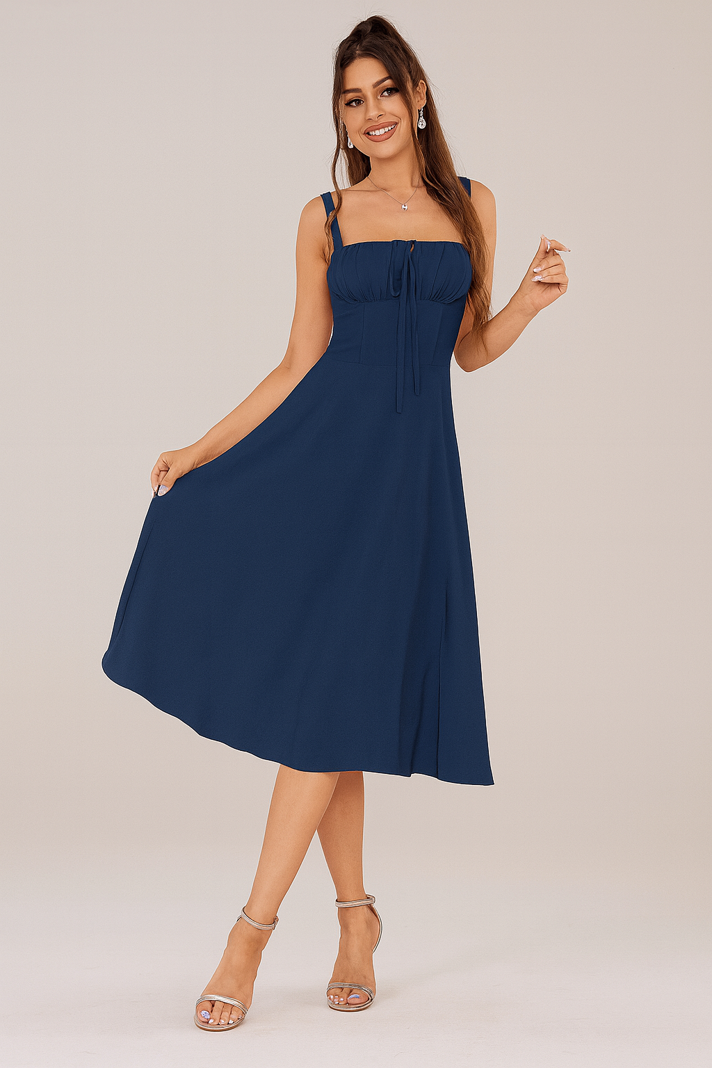 Ruched Lace-Up Corset Dress