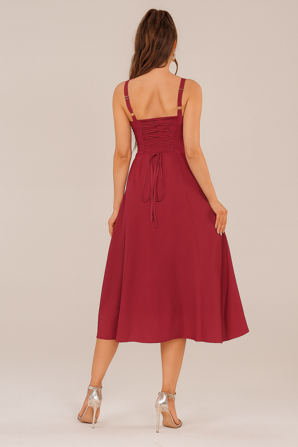 Ruched Lace-Up Corset Dress