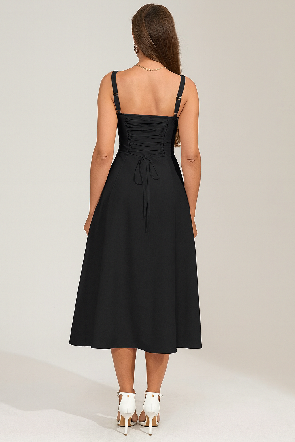 Ruched Lace-Up Corset Dress