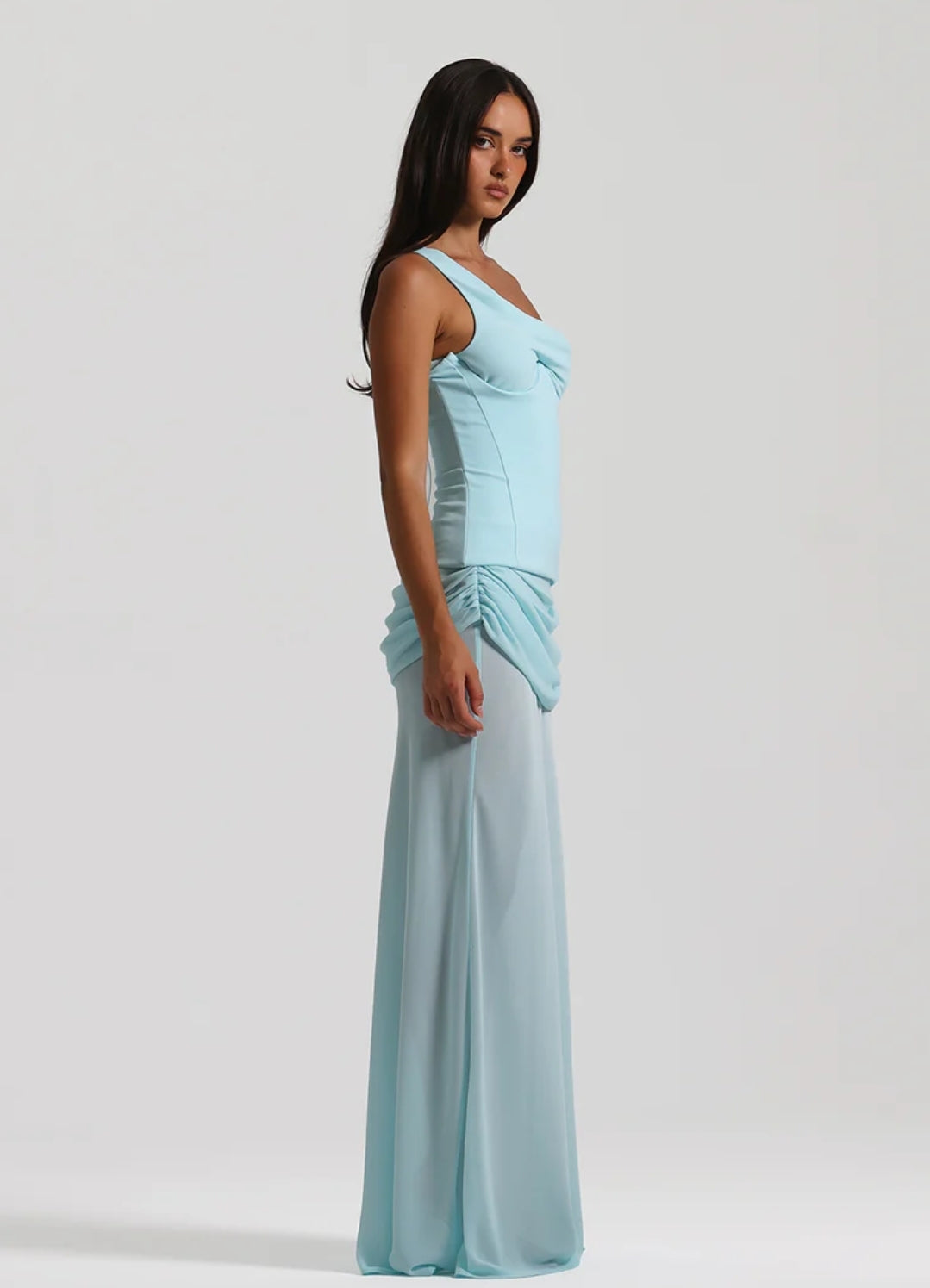 Draped Blue Gown Dress