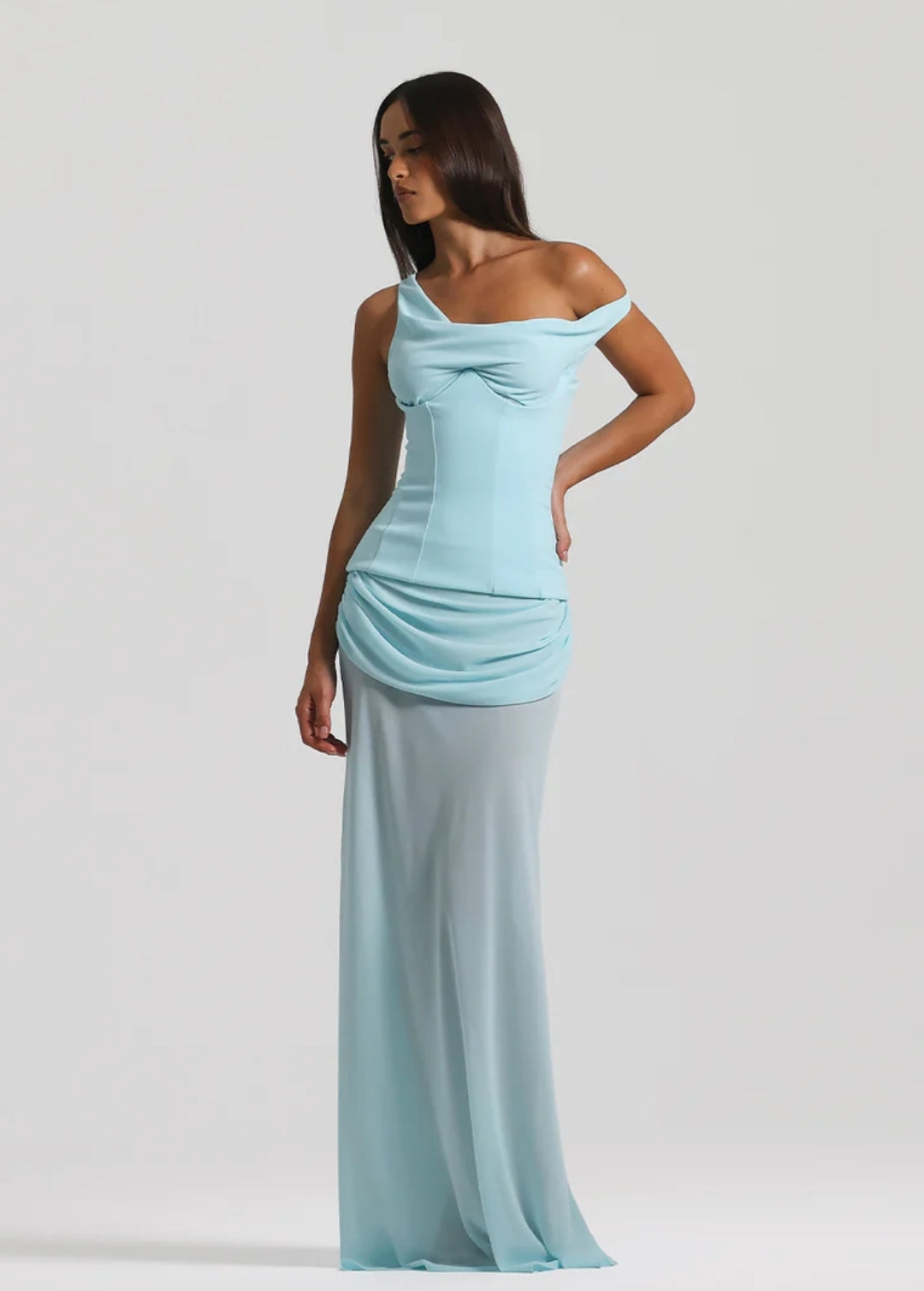 Draped Blue Gown Dress