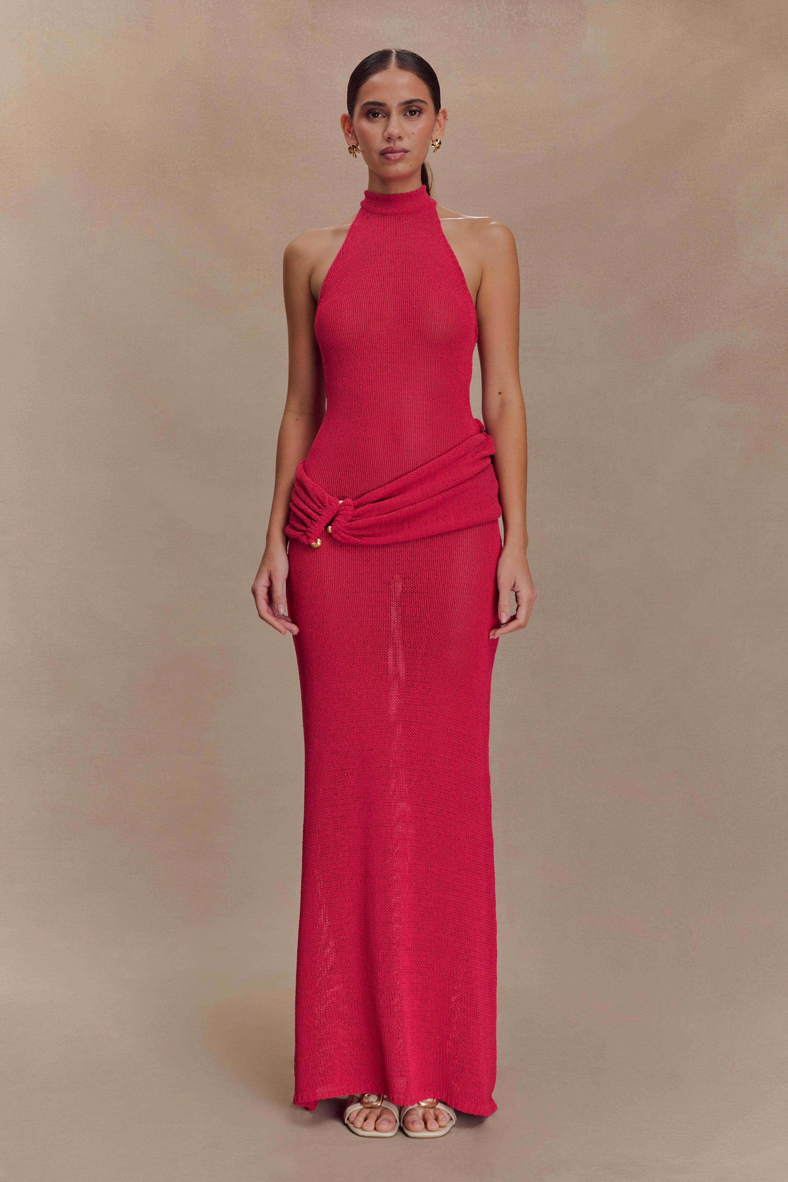 Alluring Red Knit Gown