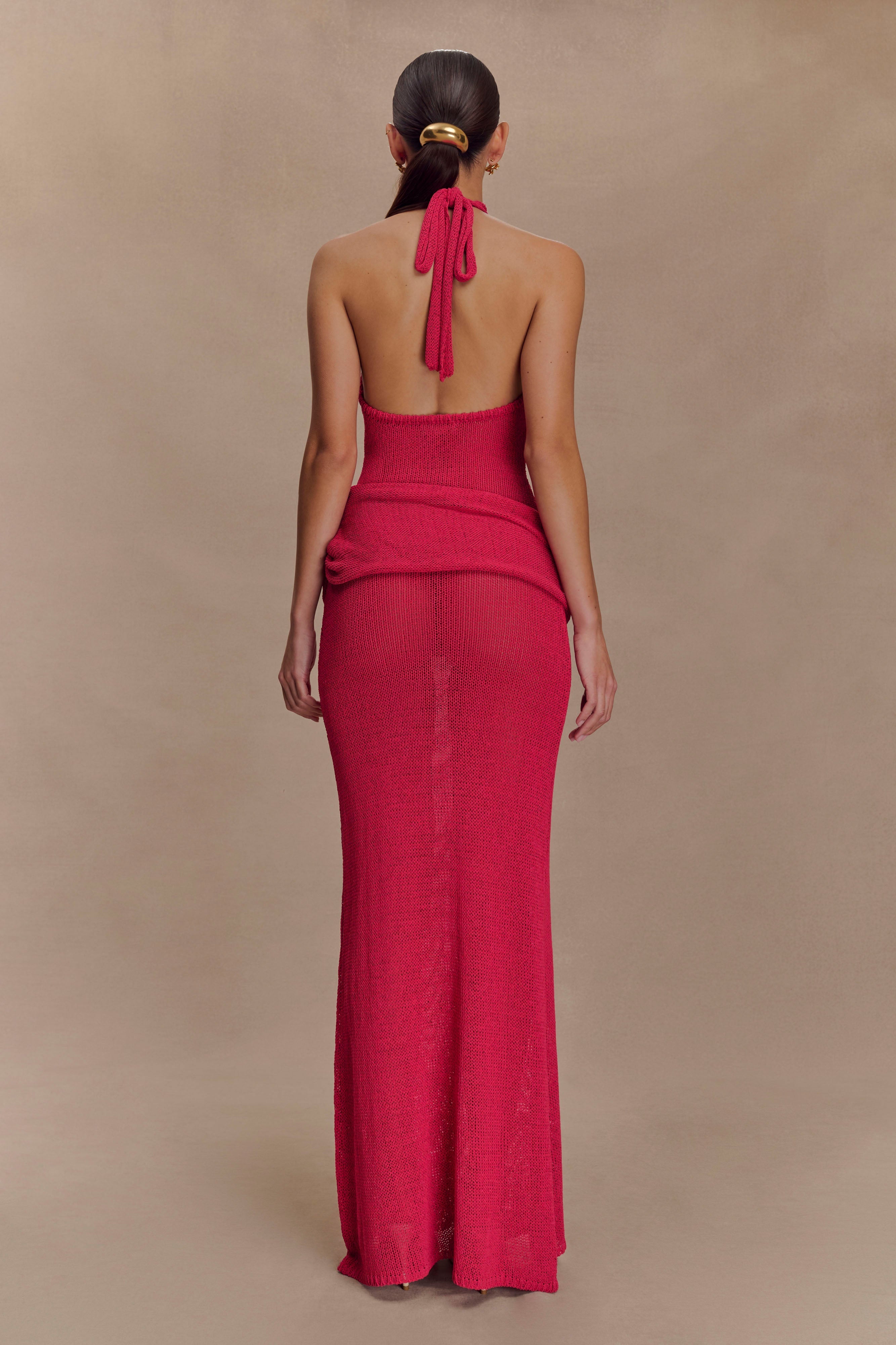 Alluring Red Knit Gown