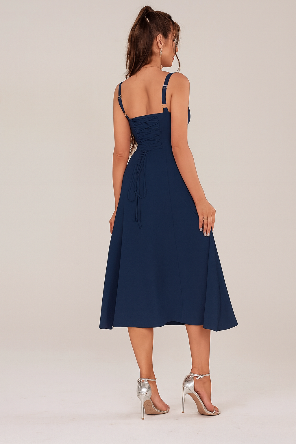 Ruched Lace-Up Corset Dress