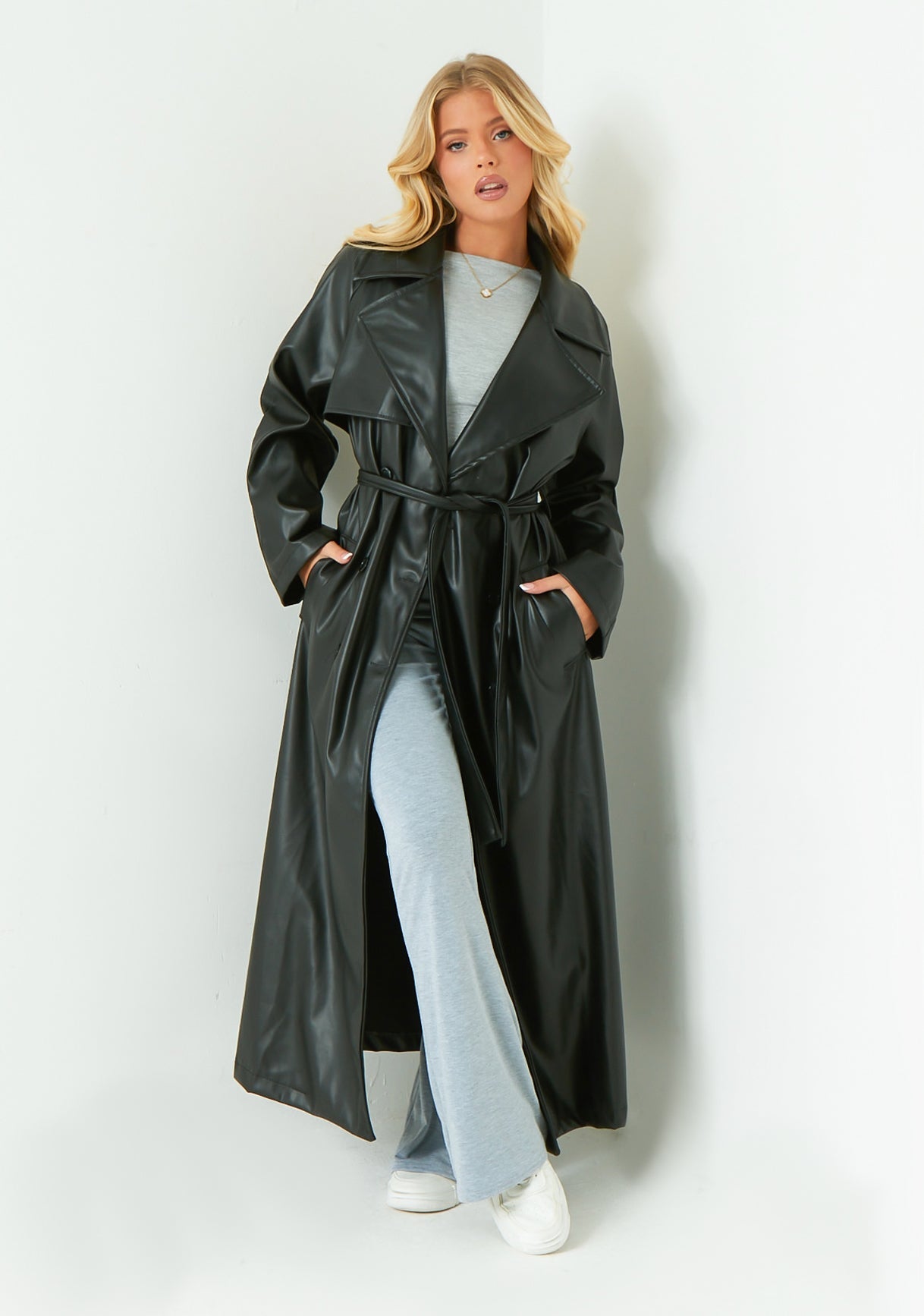 Janey Leather Trench Coat