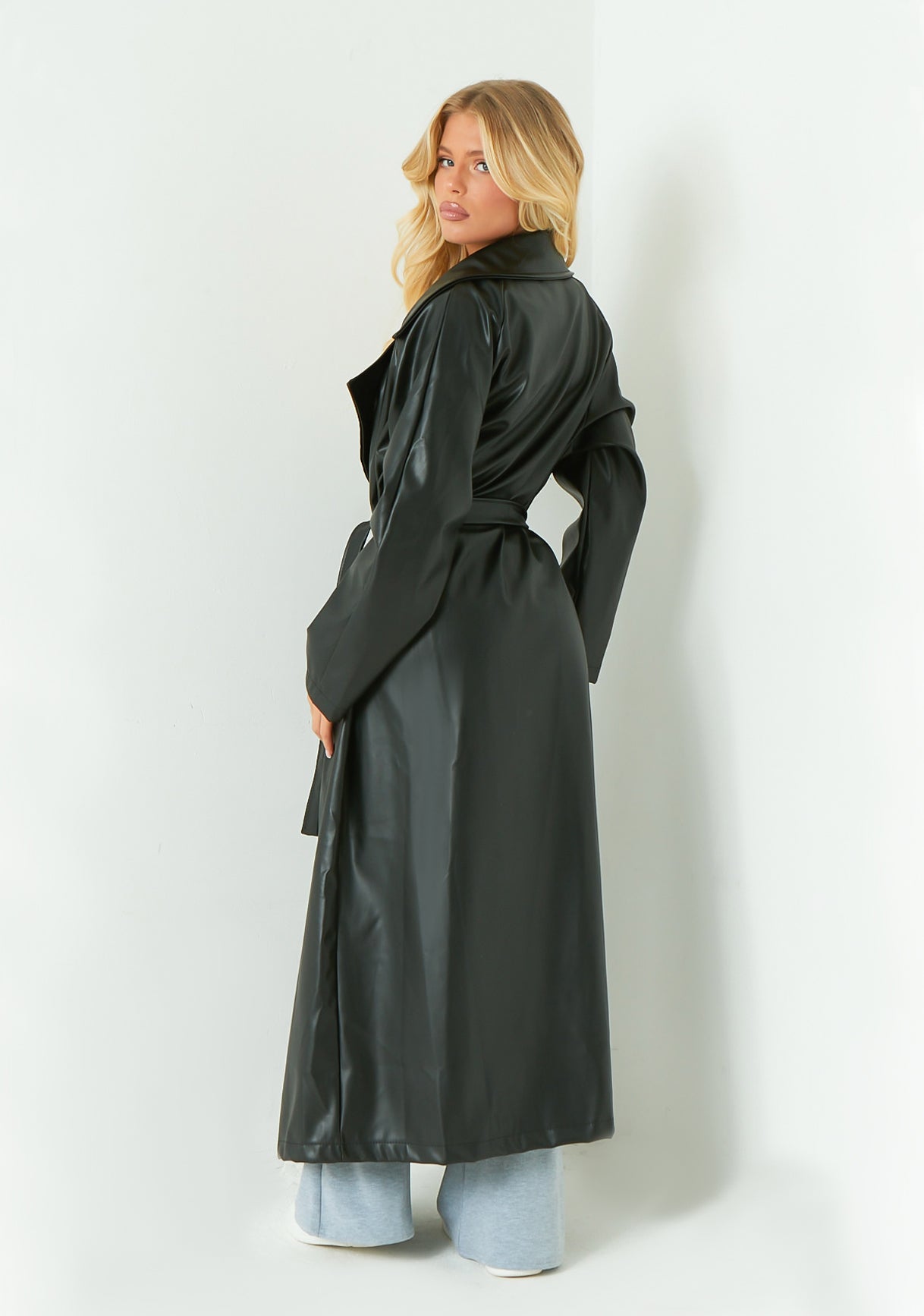 Janey Leather Trench Coat