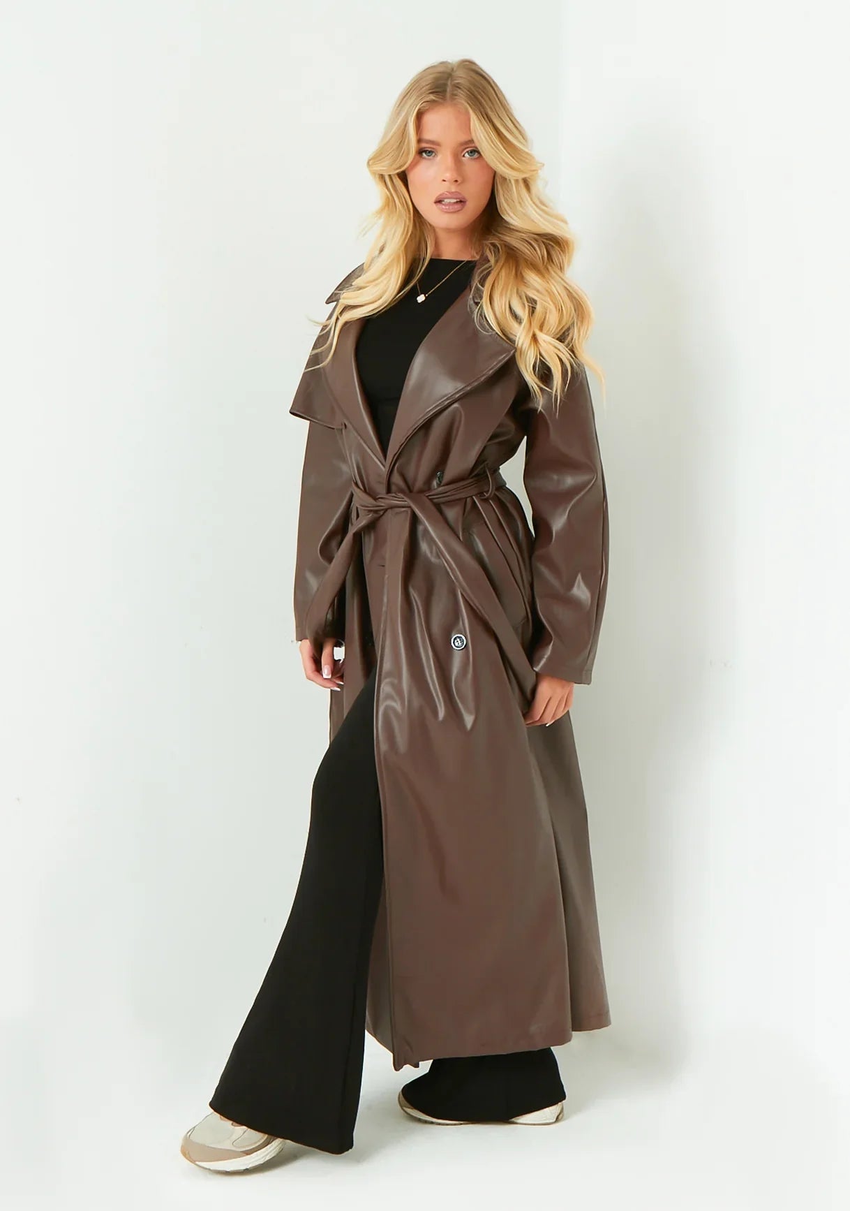 Janey Leather Trench Coat