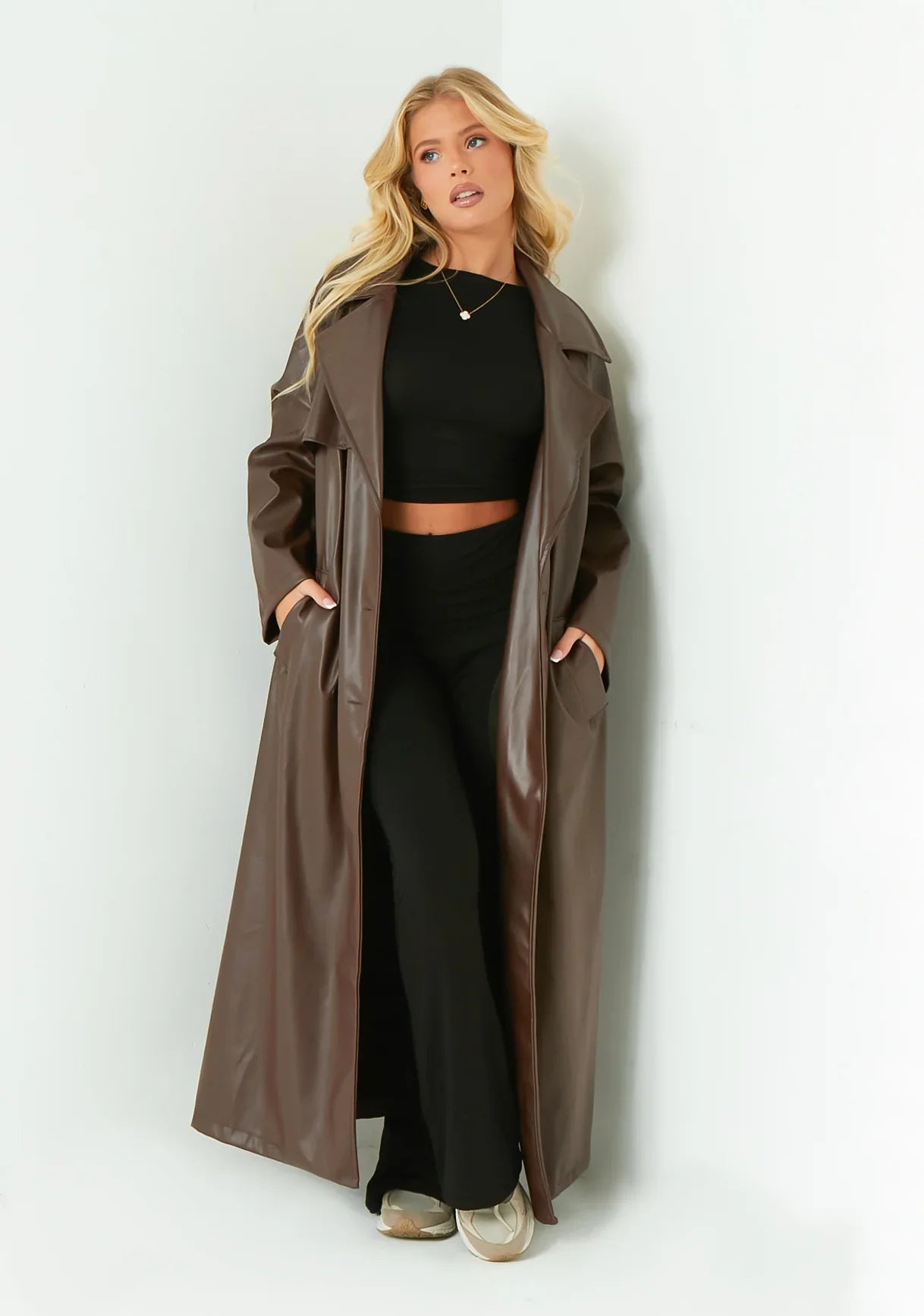 Janey Leather Trench Coat