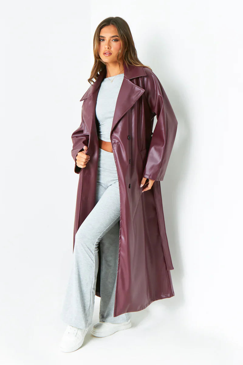 Janey Leather Trench Coat