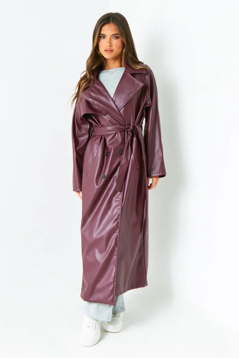 Janey Leather Trench Coat