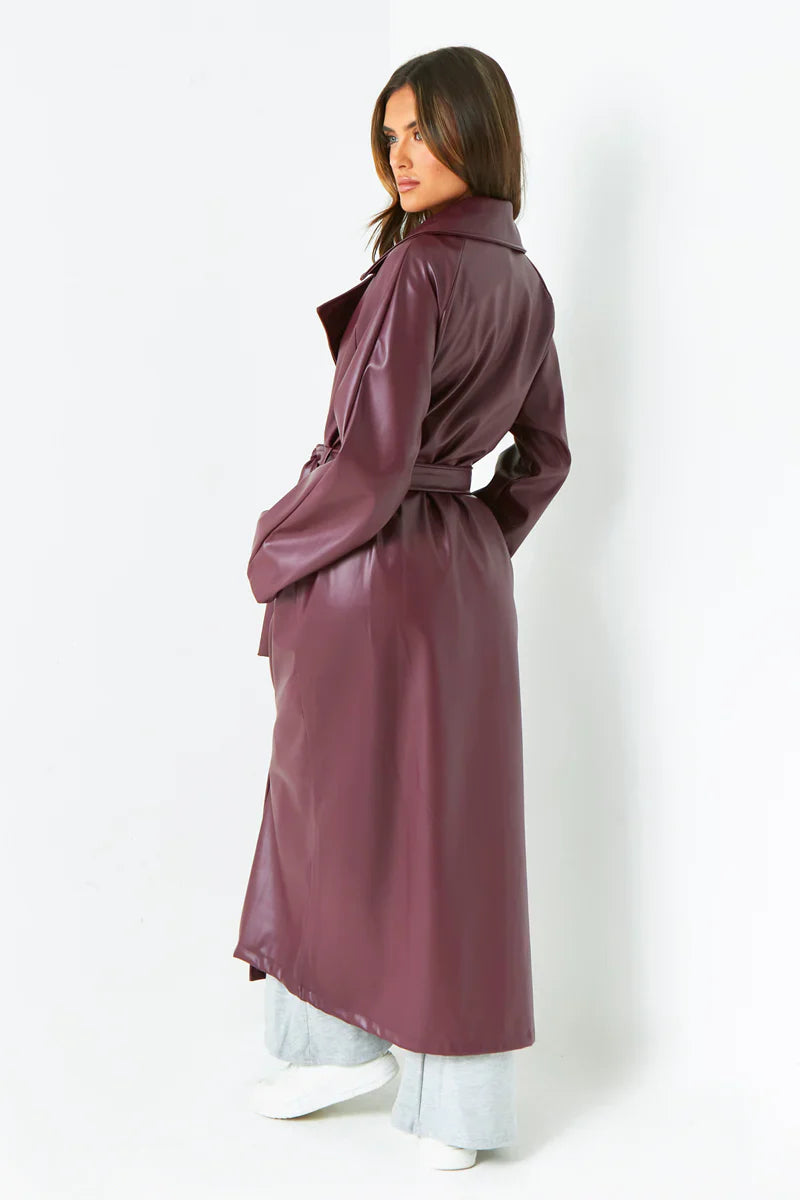 Janey Leather Trench Coat