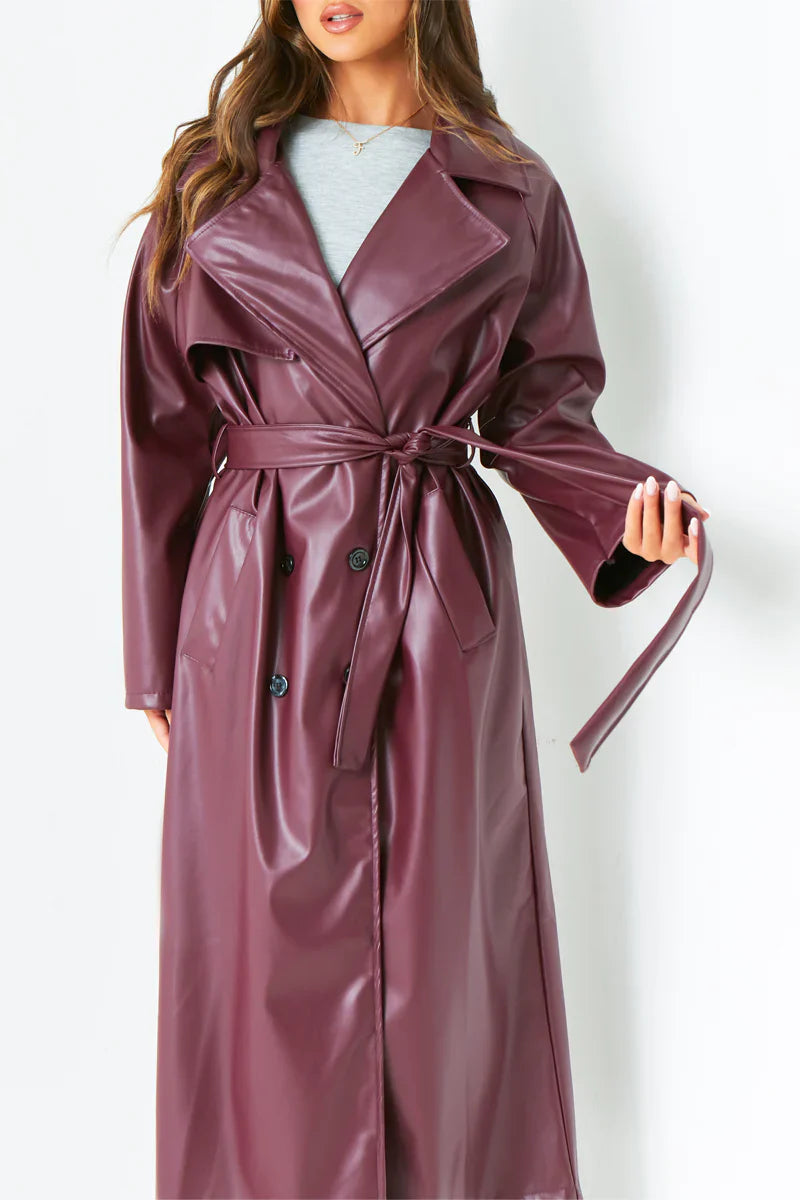 Janey Leather Trench Coat