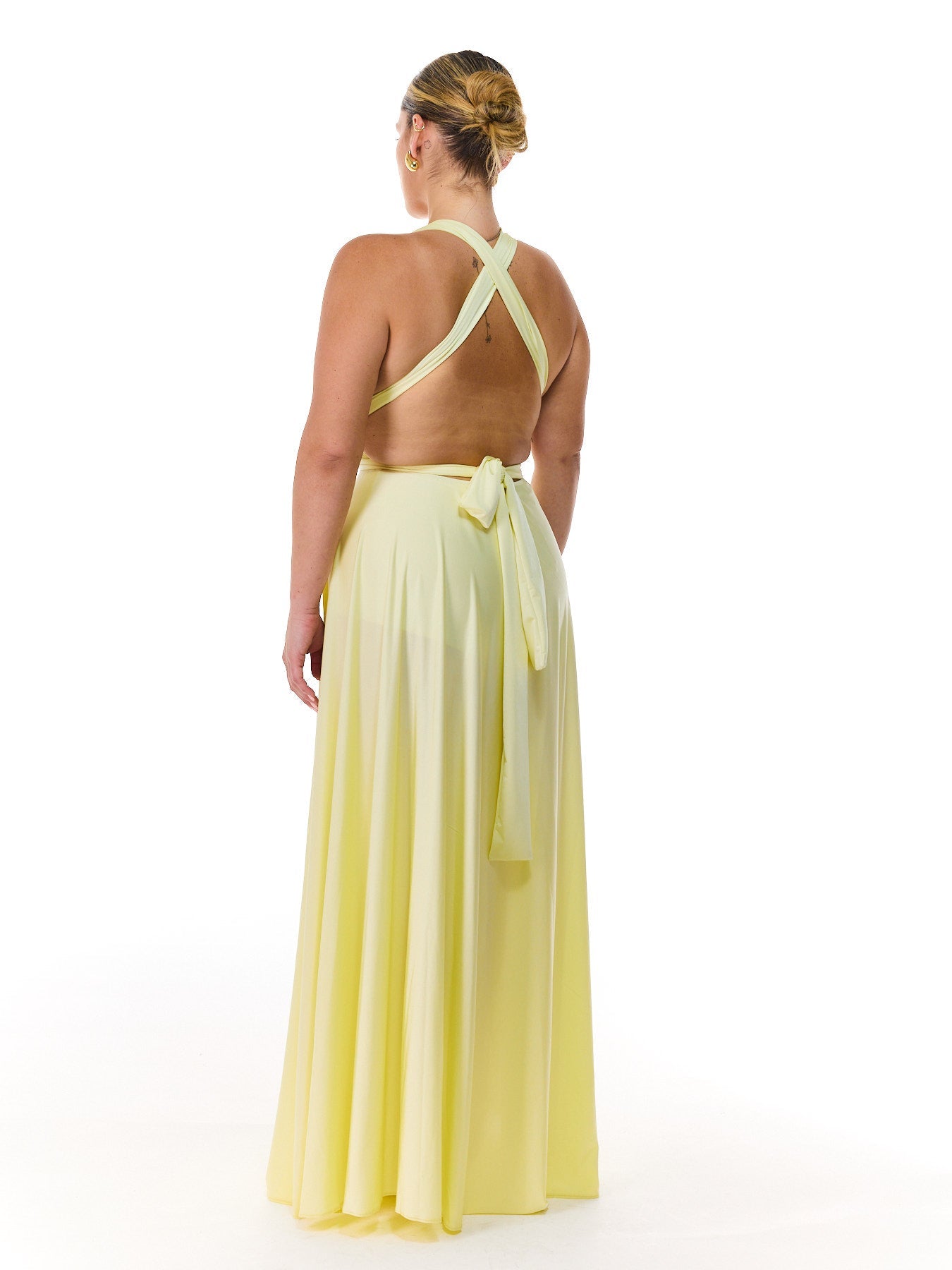 Flowing Yellow Slit Dress