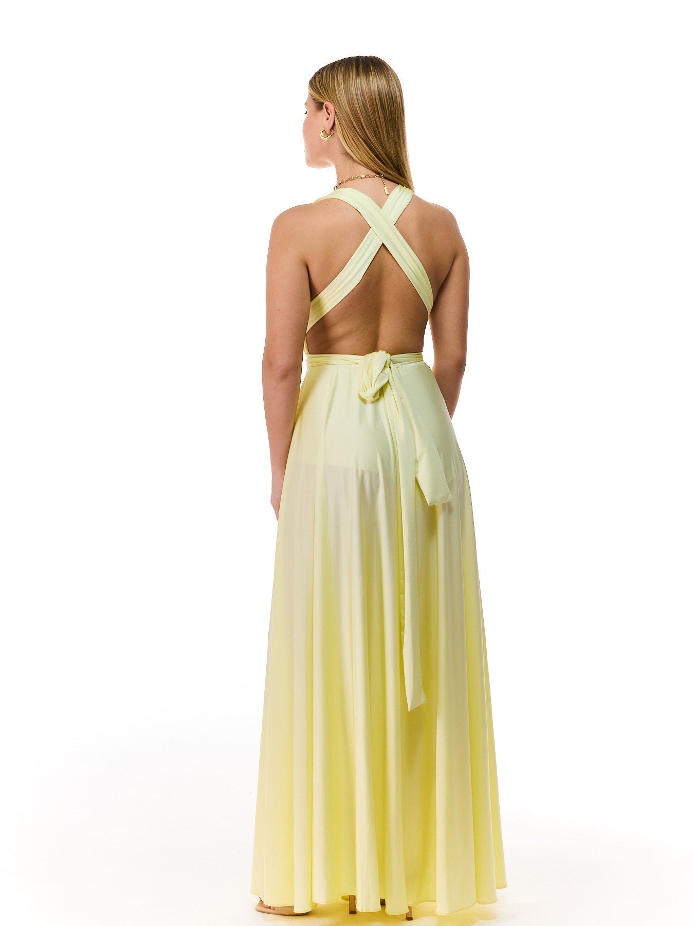 Flowing Yellow Slit Dress
