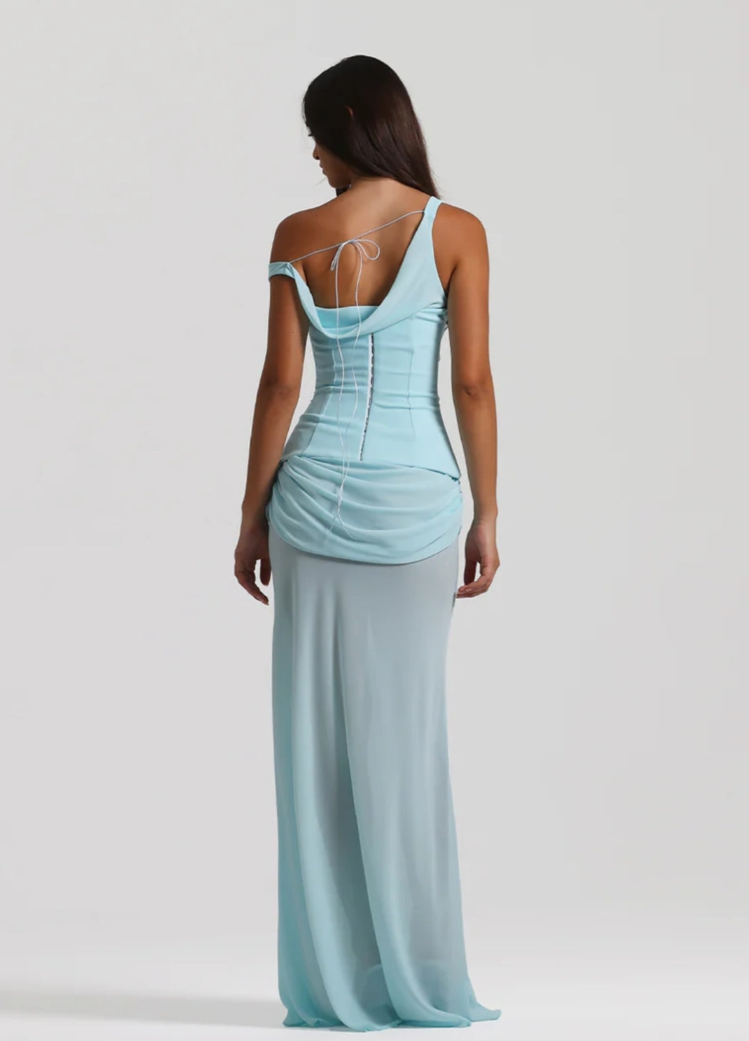 Draped Blue Gown Dress