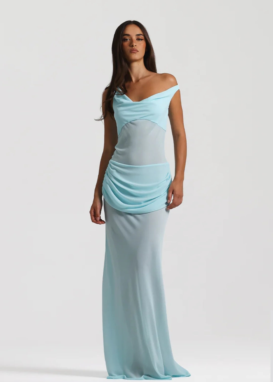 Draped Blue Gown Dress